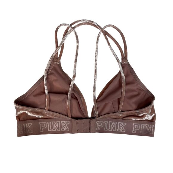 Pink Victorias Secret Womens Bralette Velvet Strappy Pink Size Medium - Picture 2 of 10